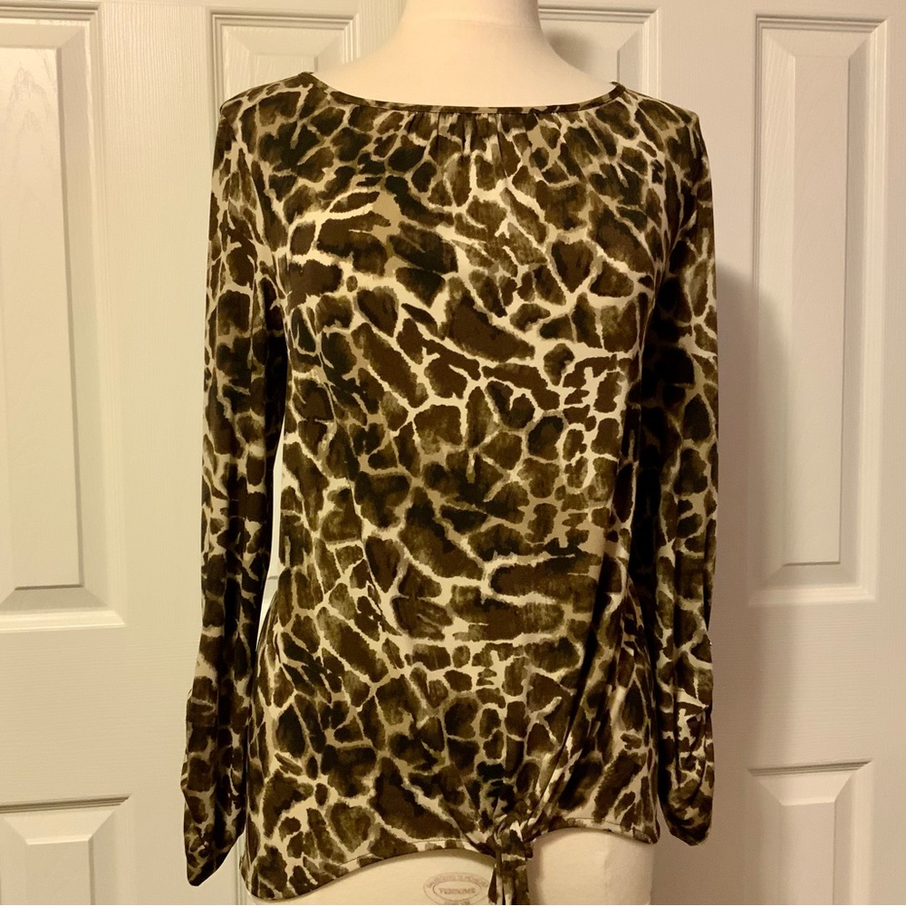 Rafaella Leopard Round Neckline long sleeve Blouse